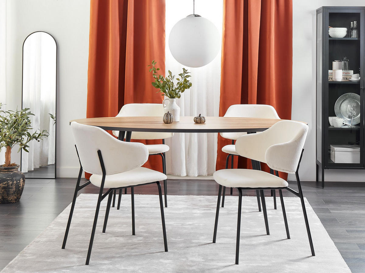 ESSZIMMERSTUHL 2er-Set Polsterbezug Beige Kenai - Beige, Textil/Metall (46/82/58cm) - Beliani