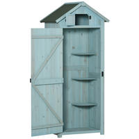 GARTENSCHRANK Gerätehaus Hellblau/Grün - Hellblau, Holz (54.2/179/77cm) - ComfortXL