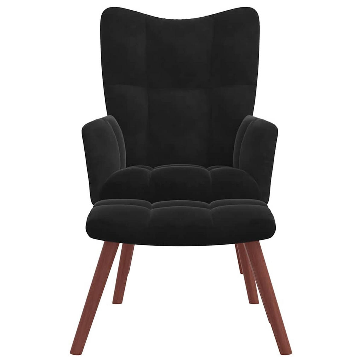 SESSEL mit Hocker, Holzbeine 61,5/69/95,5 cm aus Samt Schwarz - Schwarz/Braun, Holz/Textil (61.5/95.5/69cm) - vidaXL