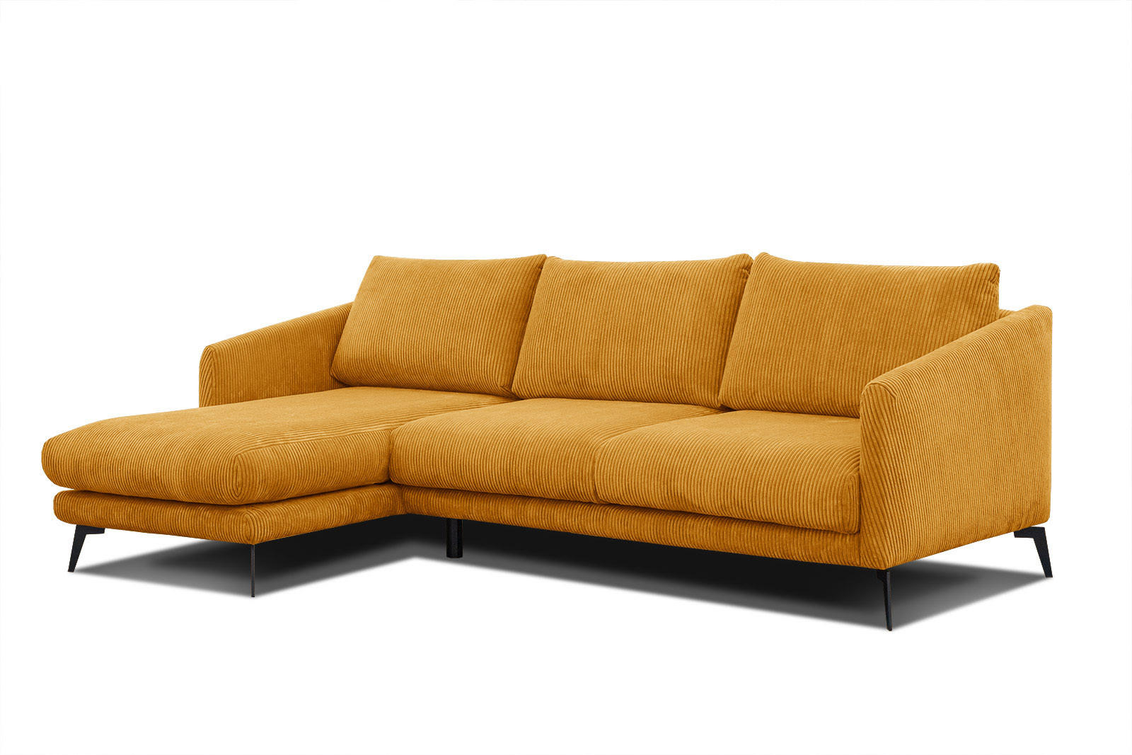 ECKSOFA VILT 4-Sitzer, honig - Schwarz/Honig, Holzwerkstoff/Textil (156/255cm) - Courtois Laville
