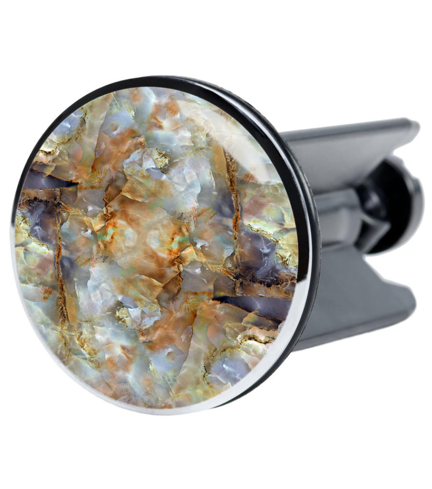 WASCHBECKENSTÖPSEL Marmor Braun - Braun, Kunststoff/Metall (4/7/7cm) - Sanilo