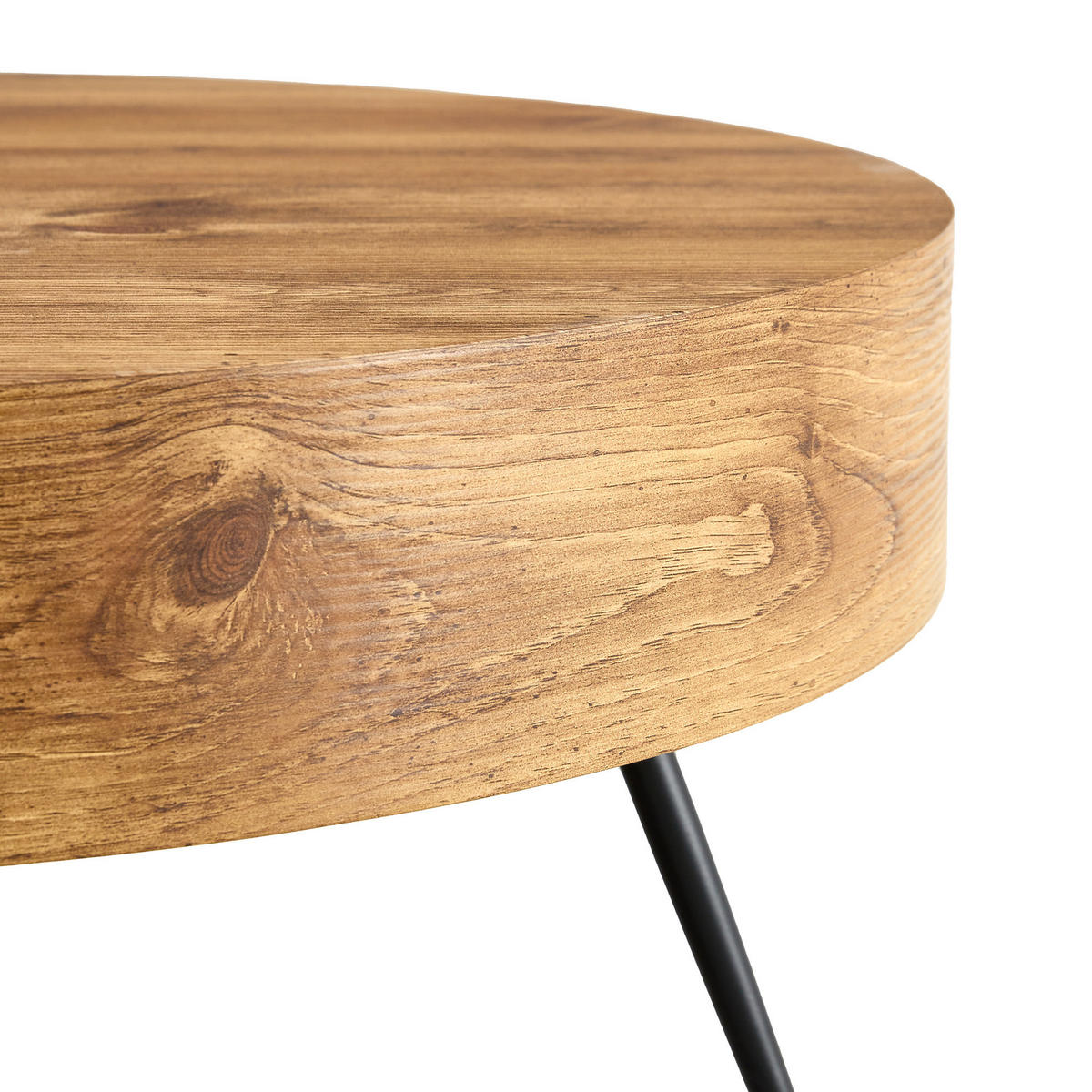 COUCHTISCH in Schwarz und Naturfarbe Wohnzimmertisch mit Holzoptik für Wohnzimmer, B70/T70/H35.5 cm - Schwarz/Naturfarben, Holzwerkstoff/Metall (70/70/35.5cm) - STILVORA