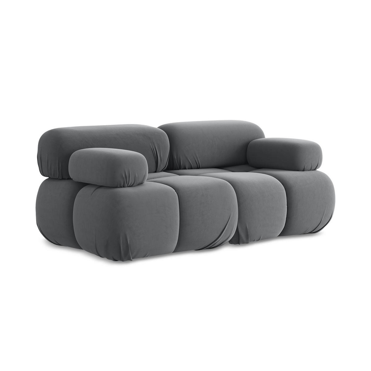 2-SITZER-SOFA Samt Stoff Grau - Dunkelgrau/Schwarz, Kunststoff/Textil (190/70/96cm) - LaMiaSofa