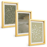 BILDER SET 3er Set - 20x30 cm Goldrahmen - Abstrakte florale Wellenmuster - Goldfarben, Kunststoff (20/30cm) - TULUP