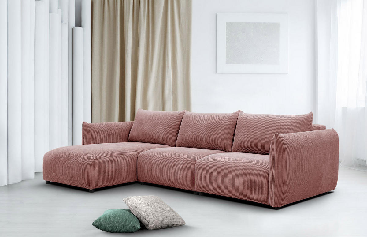 ECKSOFA TAUER 5-Sitzer, altrosa - Schwarz/Altrosa, Holzwerkstoff/Kunststoff (173/294cm) - Courtois Laville