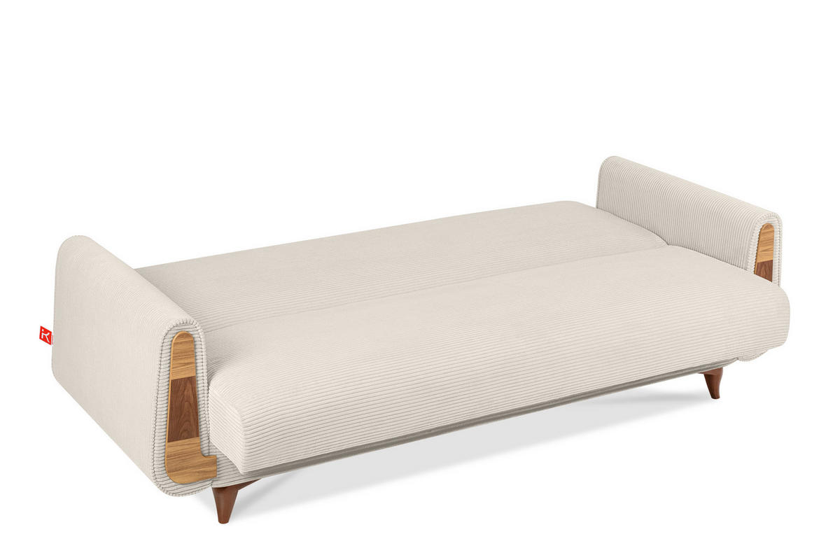 3-SITZER-SCHLAFSOFA GUSTAVO II mit Armlehnen, Creme - Creme, Holz/Holzwerkstoff (230/98/98cm) - KONSIMO®