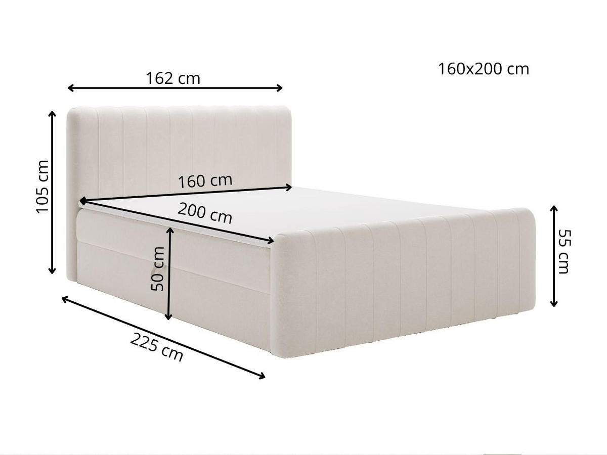 BOXBETT Osteno 160x200 Cremige - Creme, Holz/Textil (160/200cm) - Graingold