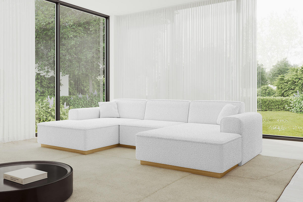 WOHNLANDSCHAFT IREA-U1-v2 - 297x165x81 cm Weiß - Weiß, Holzwerkstoff/Textil (297/81/165cm) - ALTDECOR