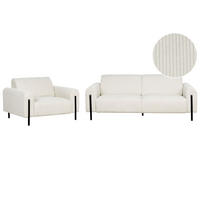 4-SITZER-SOFA Set Cord cremeweiß Askim - Schwarz/Weiß, Textil (122/122/207cm) - Beliani