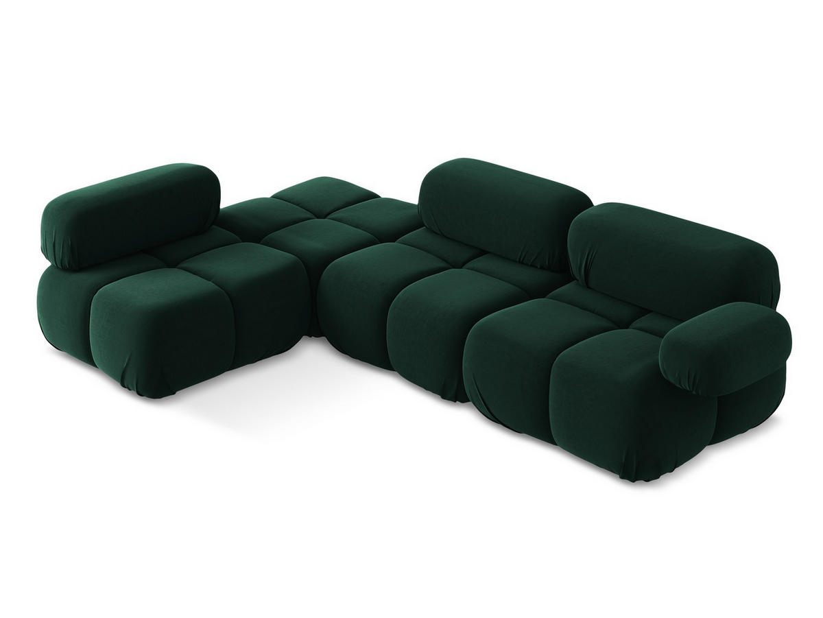 ECKSOFA Links Samt Stoff Grün - Blau/Dunkelgrün, Kunststoff/Textil (190/285cm) - Makamii