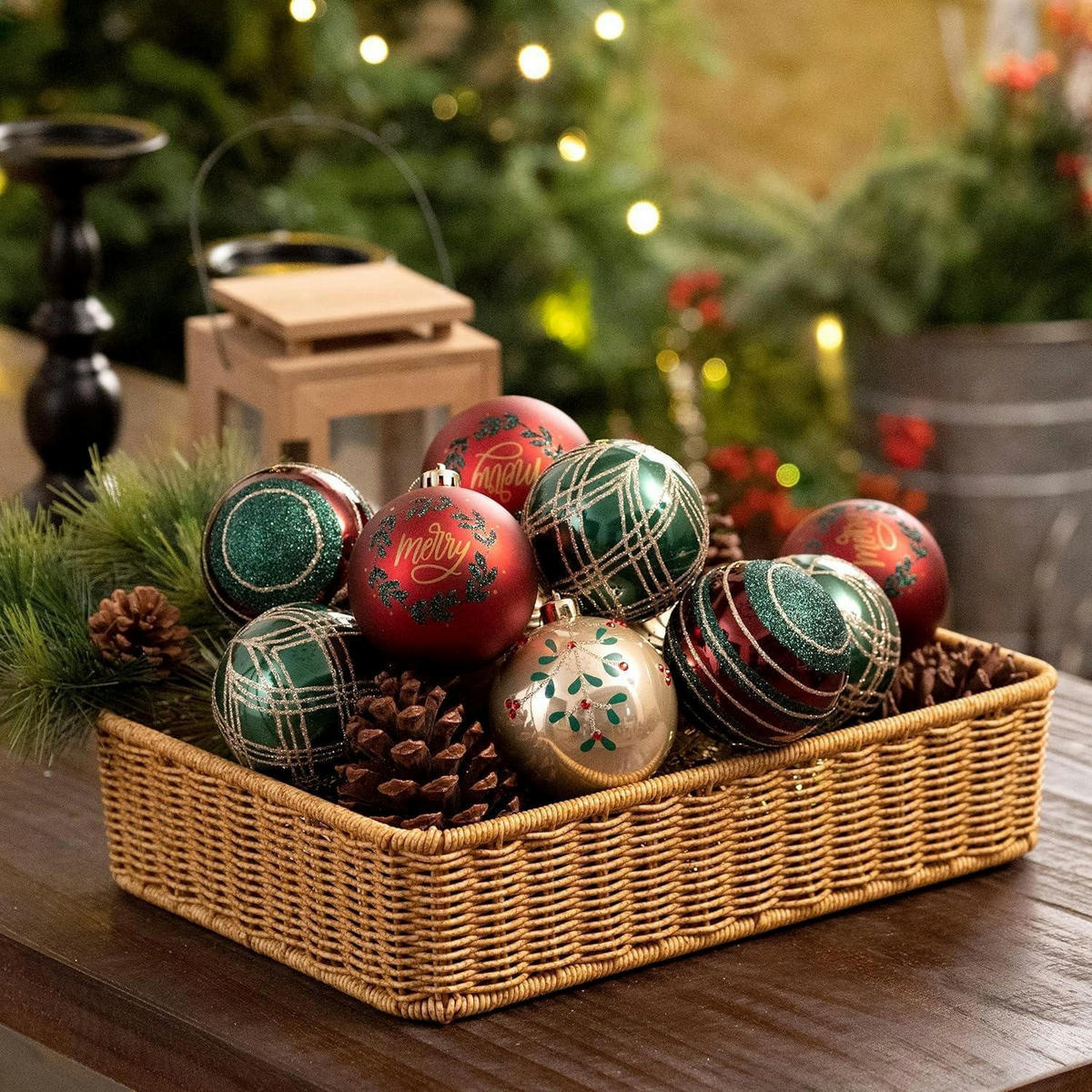 WEIHNACHTSKUGELN 12-teiliges Set 8 cm Rot Grün Gold - Multicolor, Kunststoff (8/8/8cm)