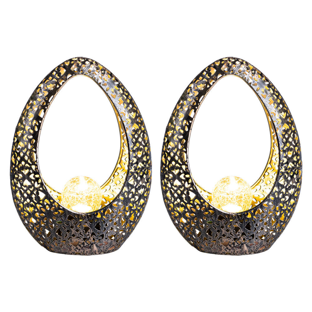 LED AUSSENLEUCHTE Bronze gemustert 2er Set - Bronzefarben, Glas (21.5/9.5/27.5cm) - Globo Lighting