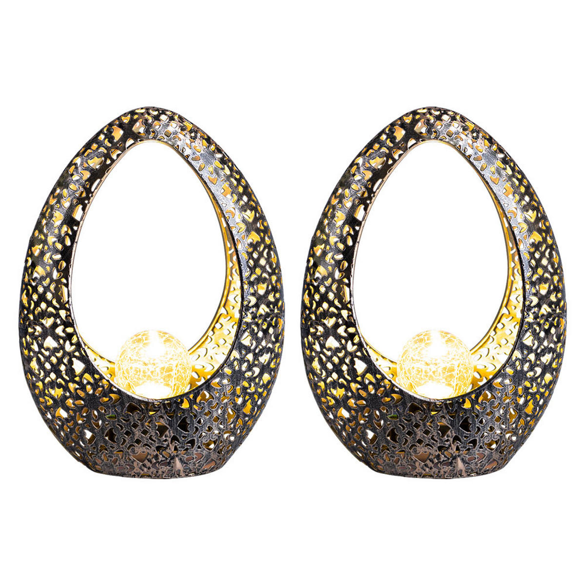 LED AUSSENLEUCHTE Bronze gemustert 2er Set - Bronzefarben, Glas (21.5/9.5/27.5cm) - Globo Lighting