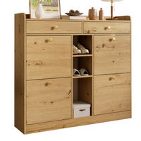 SCHUHSCHRANK aus Spanplatte 110x26x100cm in Natur mit 4 Klapptüren - Naturfarben, Holzwerkstoff (110/100/26cm) - Modfu