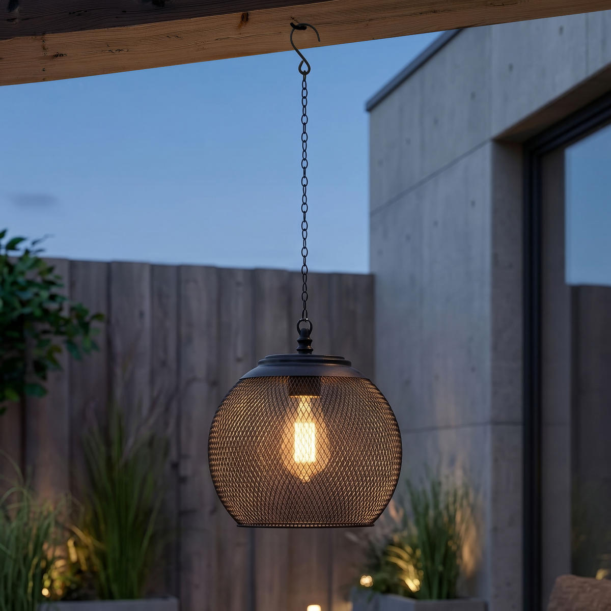 SOLAR-HÄNGELEUCHTE Netzoptik schwarz Ø18x54cm Metall Outdoor-Leuchte - Schwarz, Metall (18/18/54cm) - Northpoint