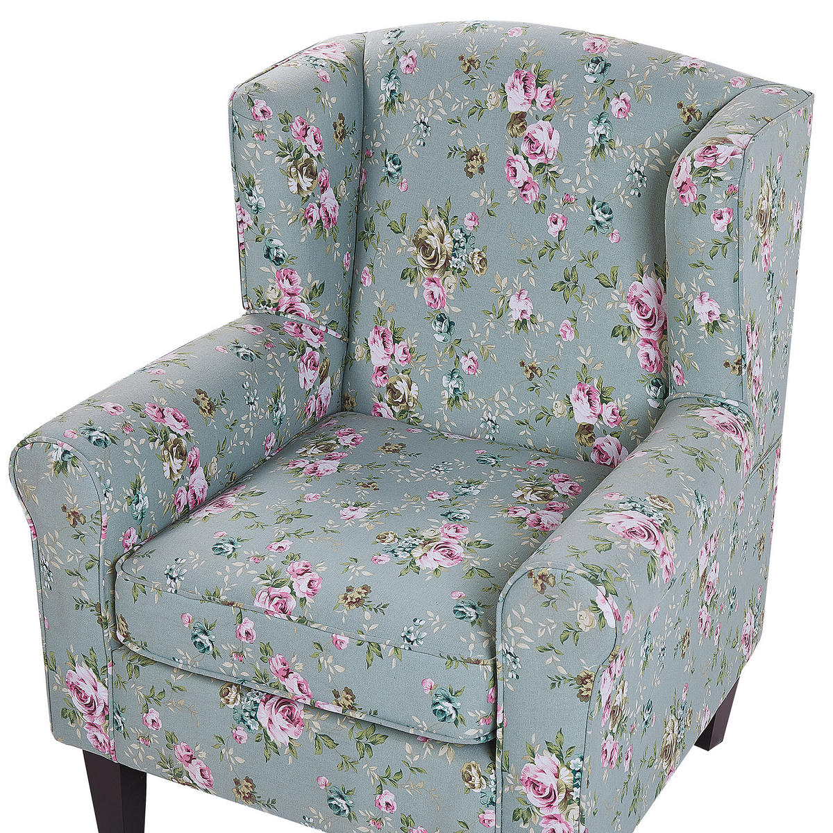 SESSEL Polsterbezug grün Blumenmuster plus Hocker Hamar - Multicolor/Grün, Textil (77/95/78cm) - Beliani