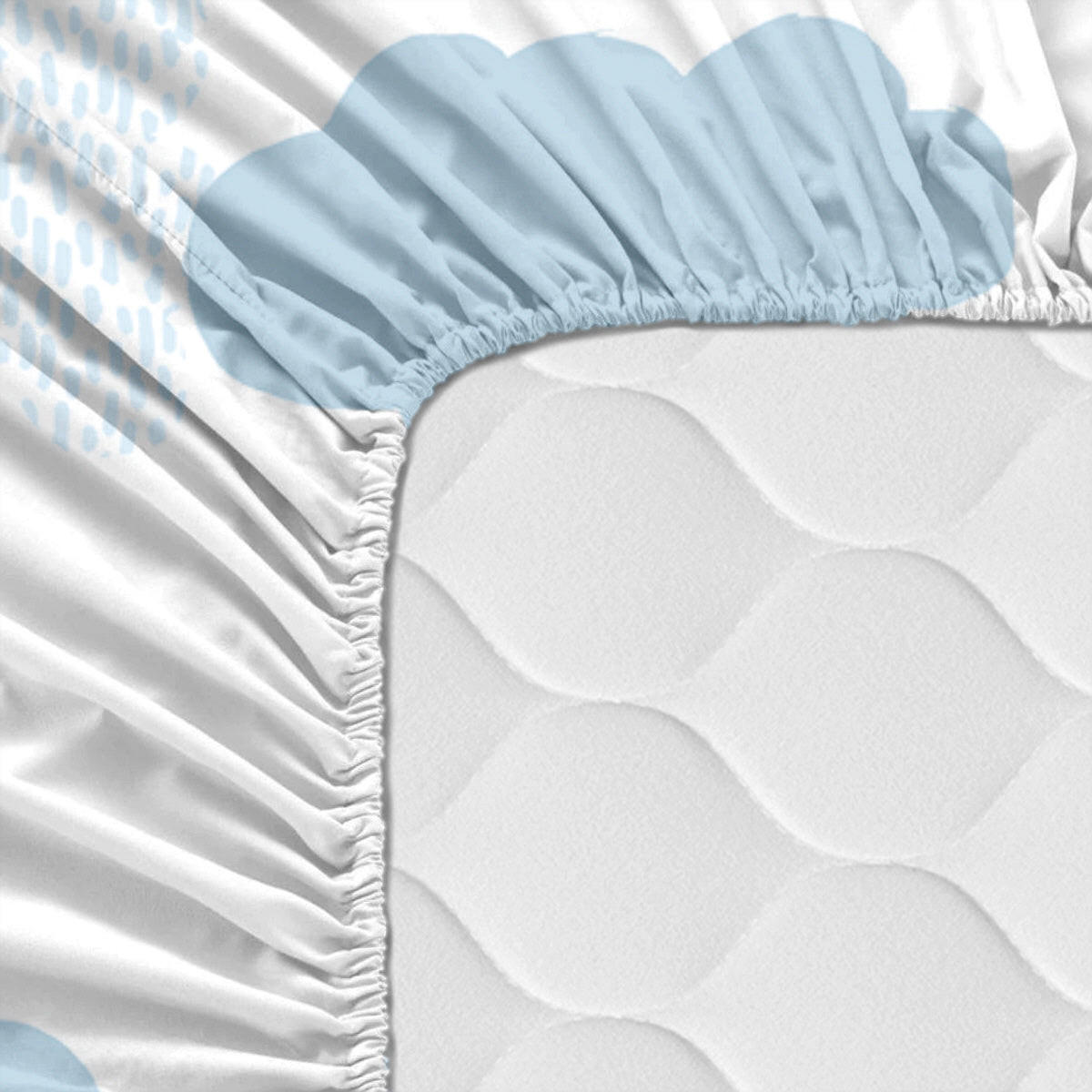 SPANNBETTTUCH clouds 105x200x32 cm blau - Blau, Textil (105/200cm) - Happy Friday