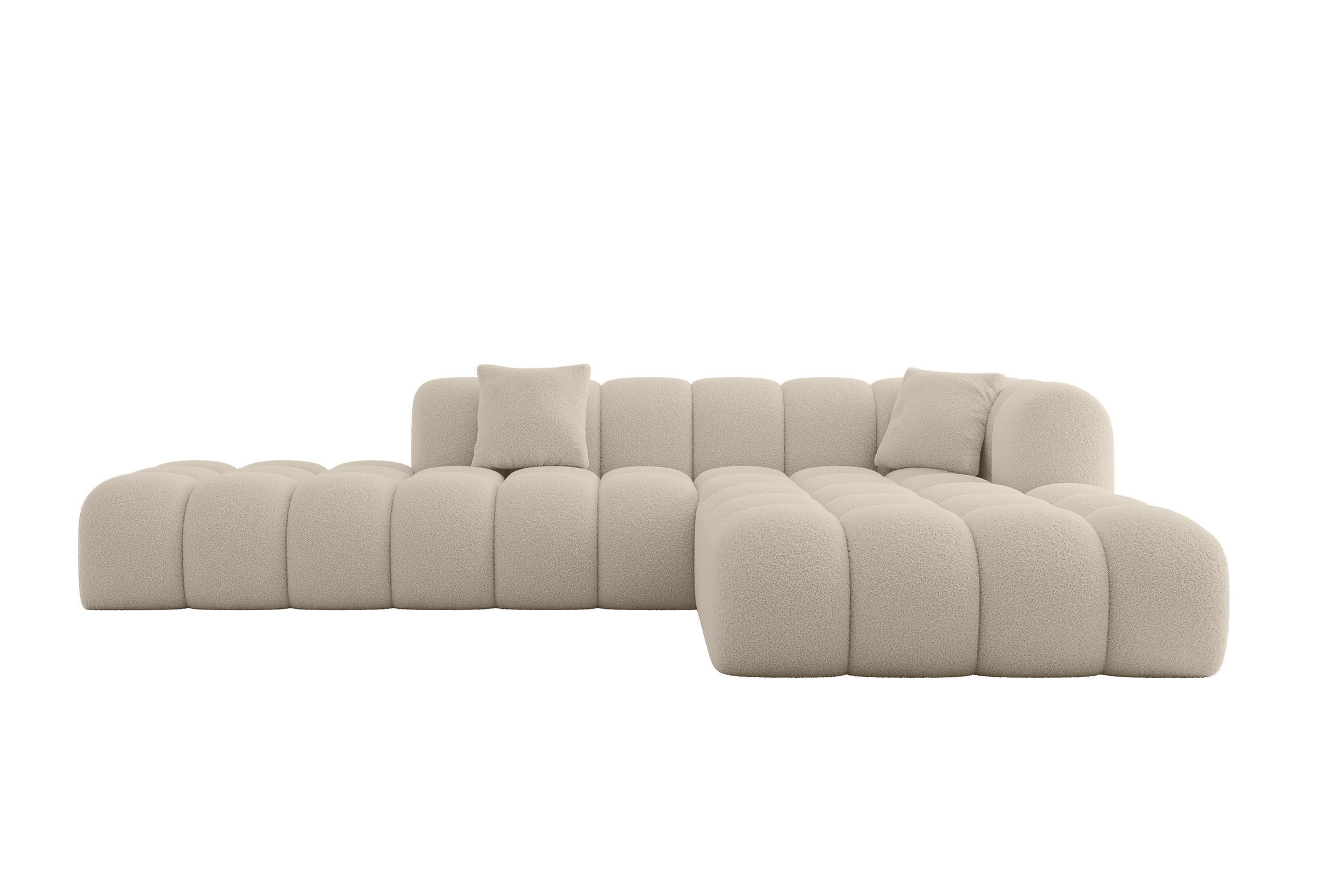 ECKSOFA Ottomane Rechts OLEA-L2 - 289x176x71 cm Beige - Hellbraun/Schwarz, Holzwerkstoff/Kunststoff (289/176cm)
