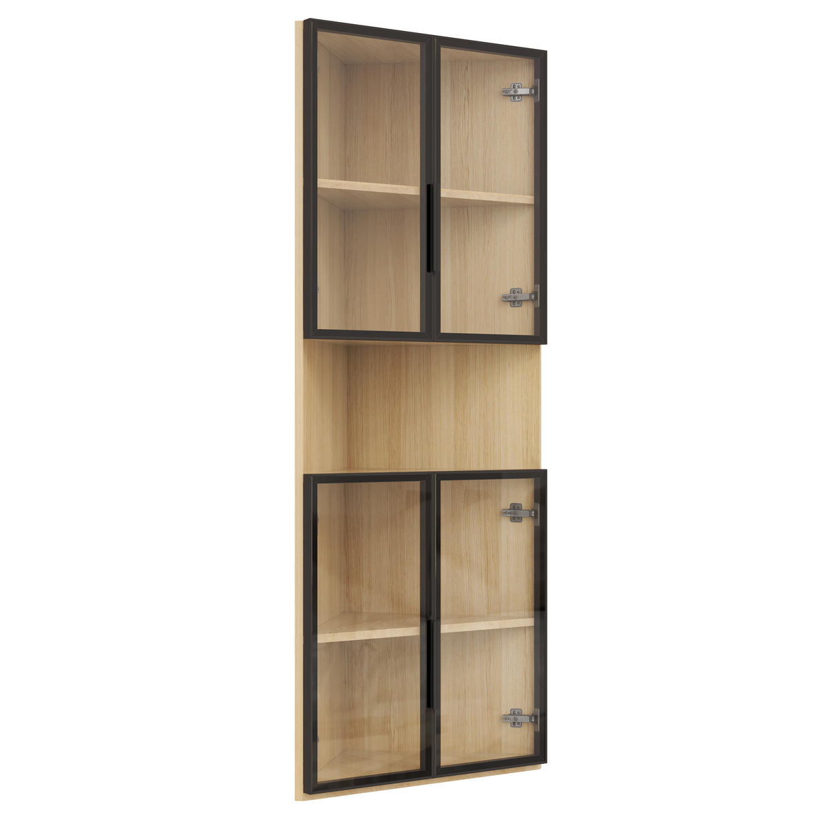 VITRINE in Eichenfarbe Eckvitrine mit LED Lichtleiste und Schrank für Wohnzimmer und Badezimmer, B62/T32/H160 cm - Transparent/Eichefarben, Glas/Holzwerkstoff (62/160/32cm) - STILVORA