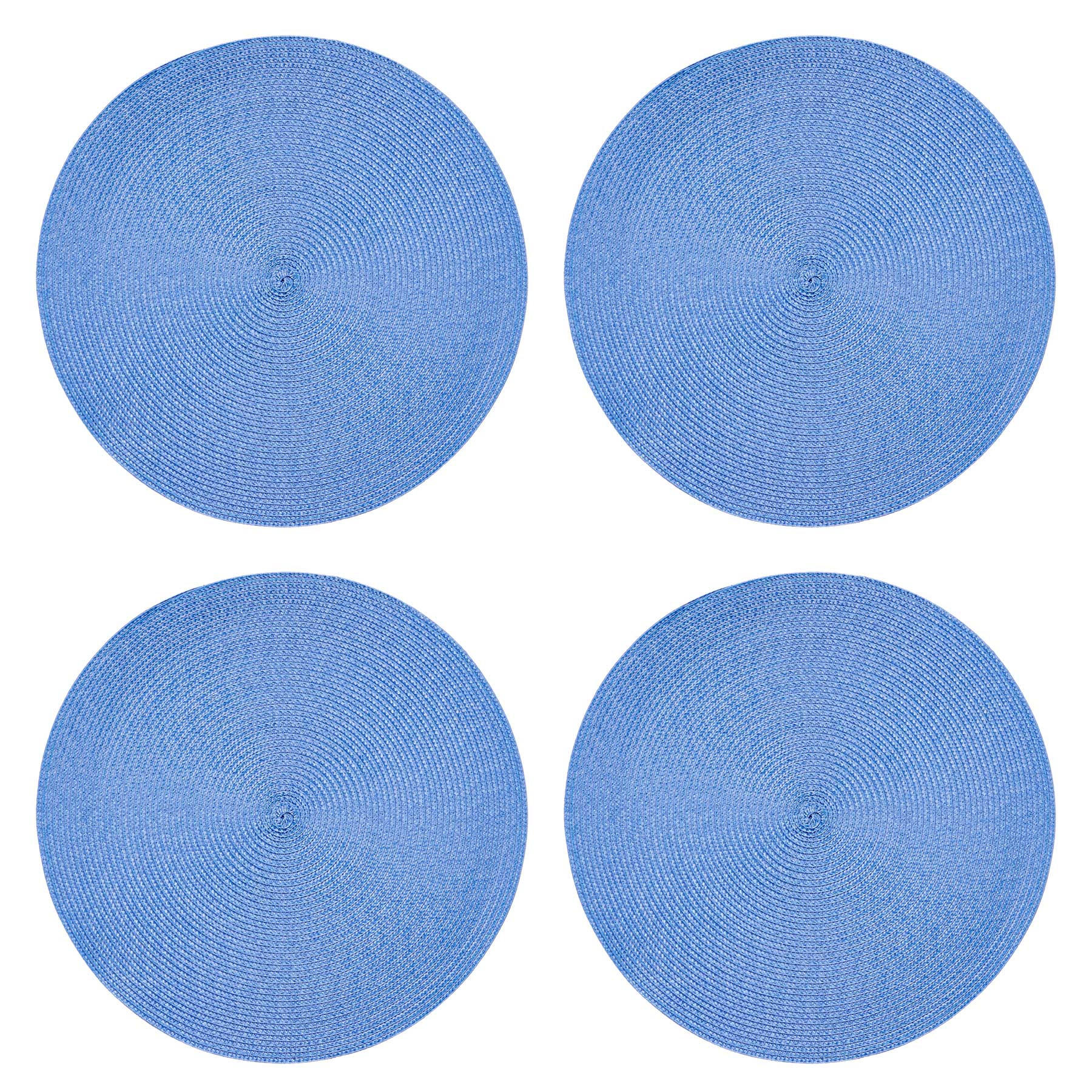 TISCHSET 4er Set Bleu rund 35 cm Ø Platzset abwaschbar Platzdeckchen geflochtene Optik - Blau, Kunststoff (35cm) - TiborTex