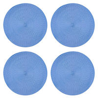 TISCHSET 4er Set Bleu rund 35 cm Ø Platzset abwaschbar Platzdeckchen geflochtene Optik - Blau, Kunststoff (35cm) - TiborTex