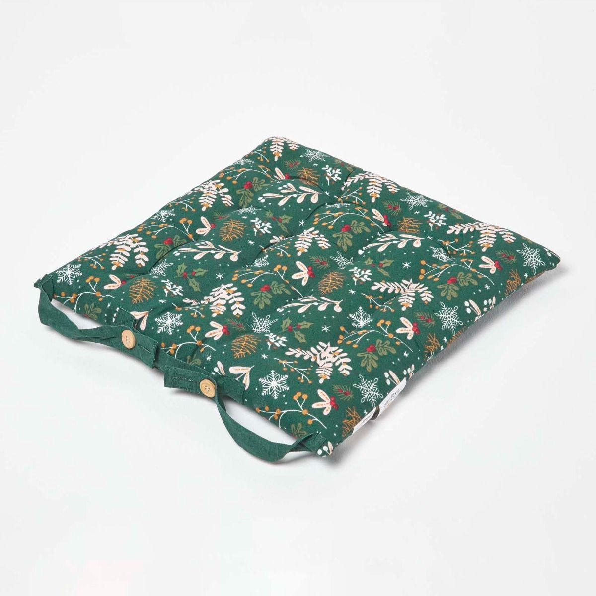 STUHLKISSEN Weihnachtswald, grün im 4er-Set 40/40/5 cm - Grün, Textil (40/40/5cm) - Homescapes