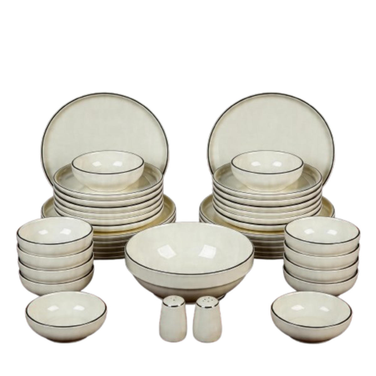 GESCHIRRSET Milano 28-tlg. Platin - Weiß, Keramik (41/38/38cm) - Mulex