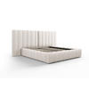 BETT mit Bettkasten und Doppelkopfteil Kelp aus strukturiertem Stoff beige 140x200cm - Beige, Textil (140/200cm) - Micadoni