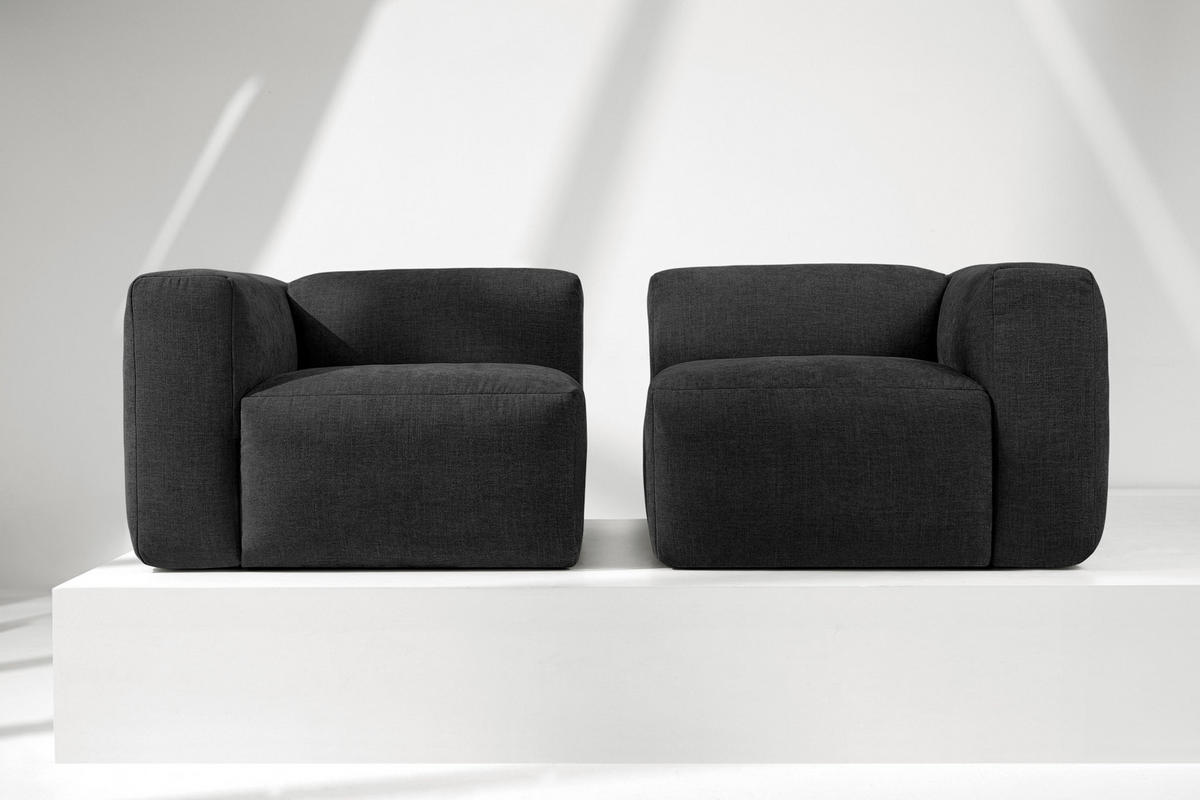 2-SITZER-MODULSOFA BUFFO mit extrem weicher und bequemer Sitzfläche, Gewebestoff, graphit - Graphitfarben, Textil (210/73/96cm) - KONSIMO®