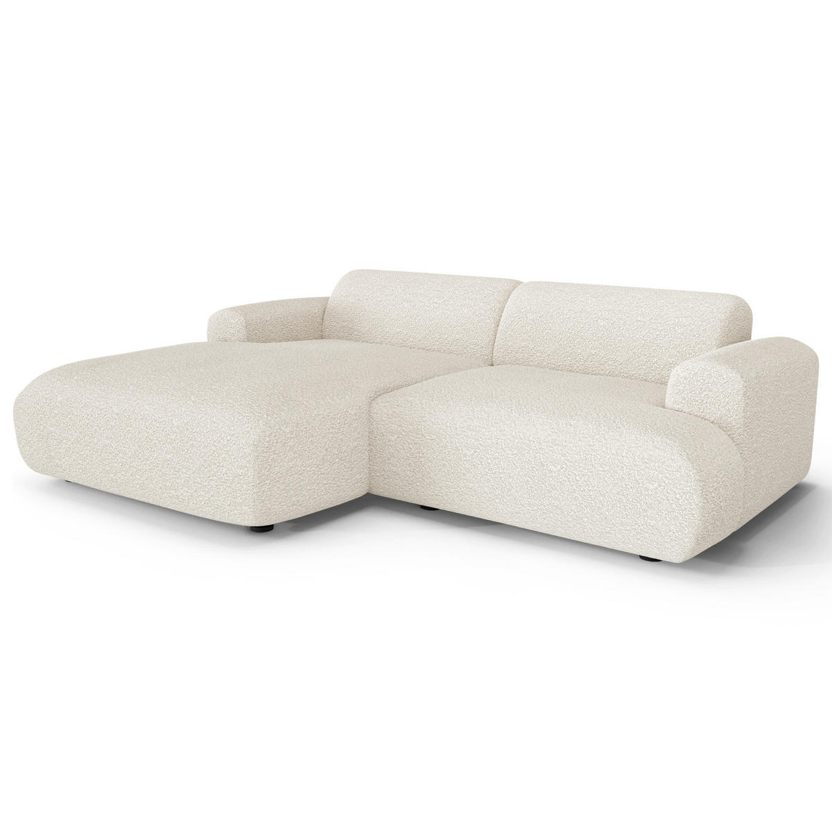 ECKSOFA LINKS Bouclé-Stoff Creme 266cm - Creme, Textil (165/266cm) - Sia Home