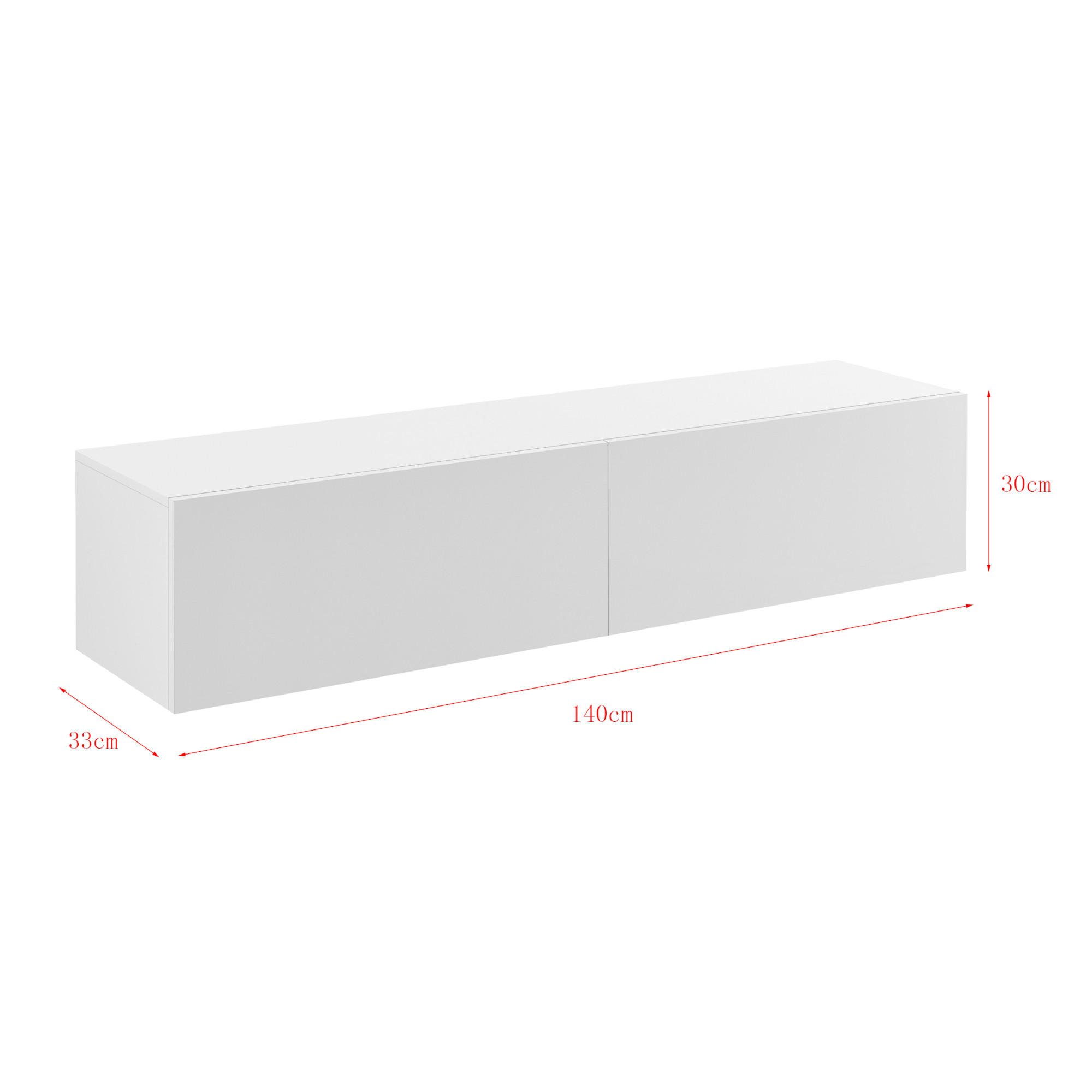 HÄNGELOWBOARD Evaton - Weiß Hochglanz, Holzwerkstoff (140/30/33cm) - [en.casa]