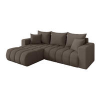 ROHOVÁ SEDAČKA s funkcí spaní, otoman vlevo MILA-L-v1 277x195x86 hnědá bouclé - černá/hnědá, kompozitní dřevo/textil (277/194cm) - ALTDECOR
