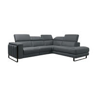 ECKSOFA Marchesi Echtleder Anthrazit - Anthrazit, Leder/Metall (257/80/220cm)