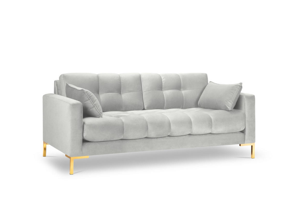 SOFA Mamaia aus Samt silber 2 Sitzplätze - Silberfarben, Textil (92/75/152cm) - Micadoni