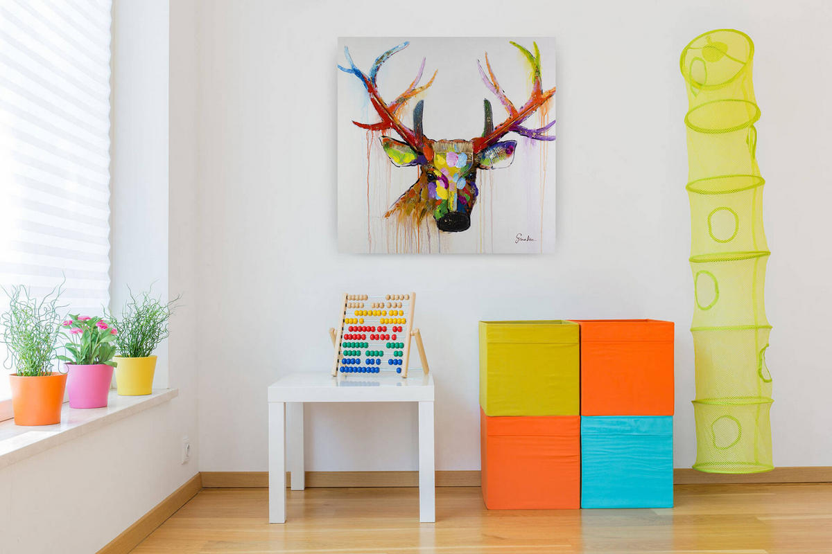 ÖLGEMÄLDE 80/80 cm - Blau/Gelb, Holz/Textil (80/80cm) - KUNSTLOFT