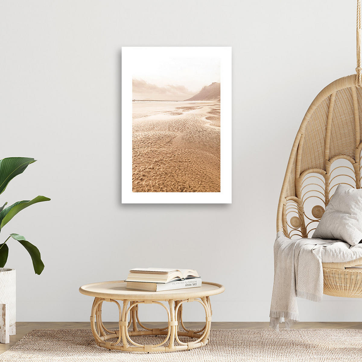 WANDBILD mit wasser überfluteter strand - Beige, Textil (40/60cm) - Feeby