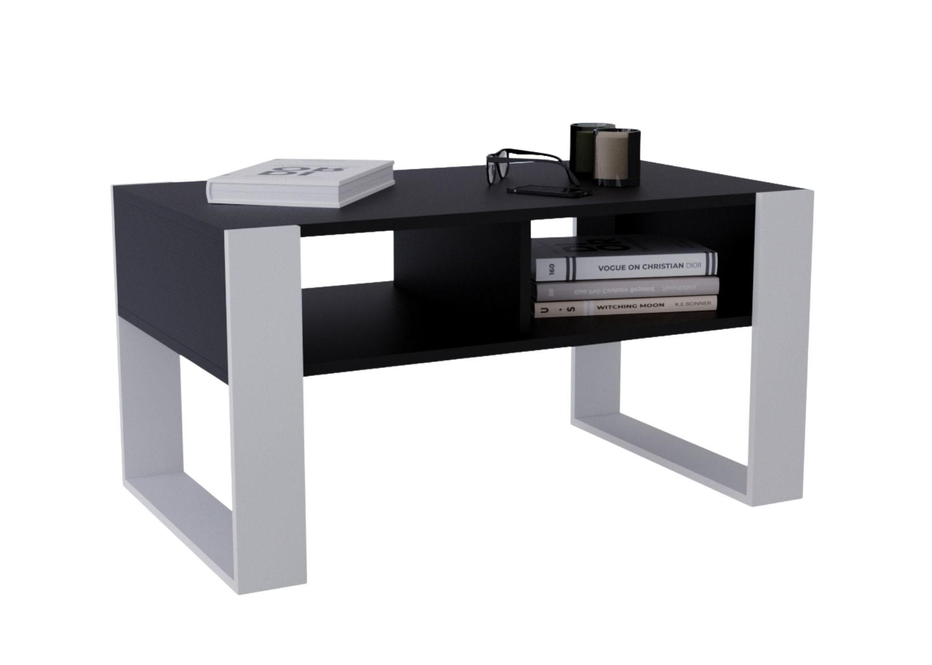 COUCHTISCH Holzwerkstoff rechteckig stabil Schwarz-Weiß 45/53,6/92cm - Schwarz/Weiß, Holzwerkstoff (53.6/92/45cm) - CraftPAK