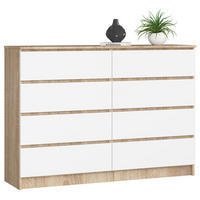 KOMMODE Eiche Sonoma, Weiß 99/138/40 - Weiß, Holzwerkstoff (138/99/40cm) - RAUMHIRSCH FURNITURE