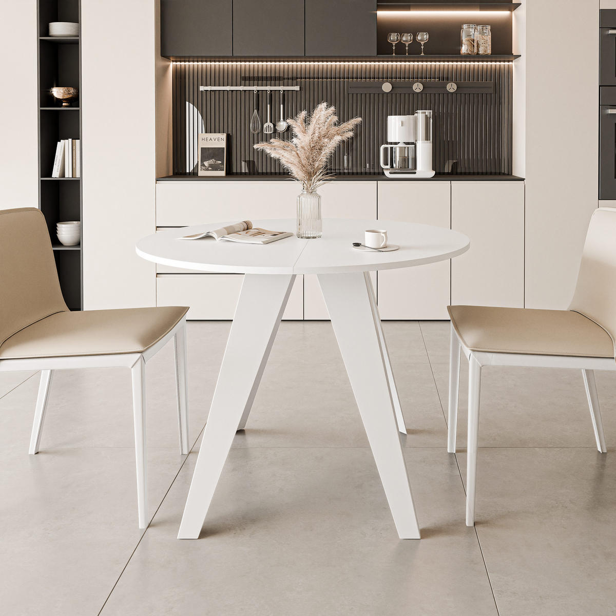 ESSTISCH ausziehbar auf MDF, Weiß - Weiß, Holzwerkstoff (100/100/76cm) - Idohome