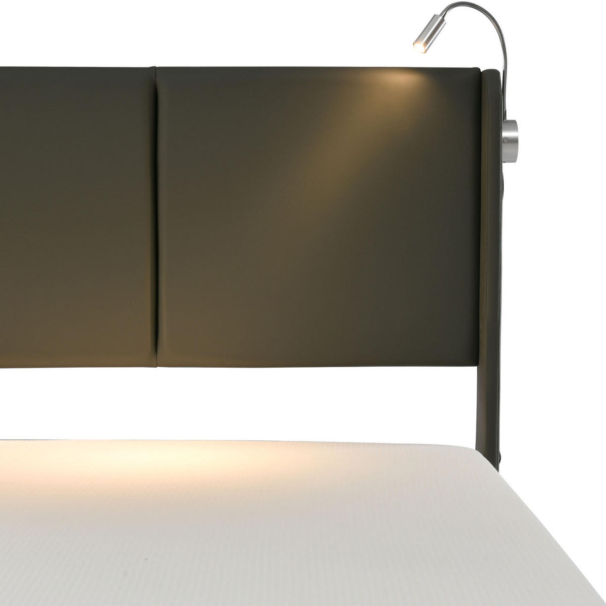 POLSTERBETT mit Bettkasten 140x200 cm PU Grau mit Matratze - Grau, Metall (140/200cm) - Meubliv