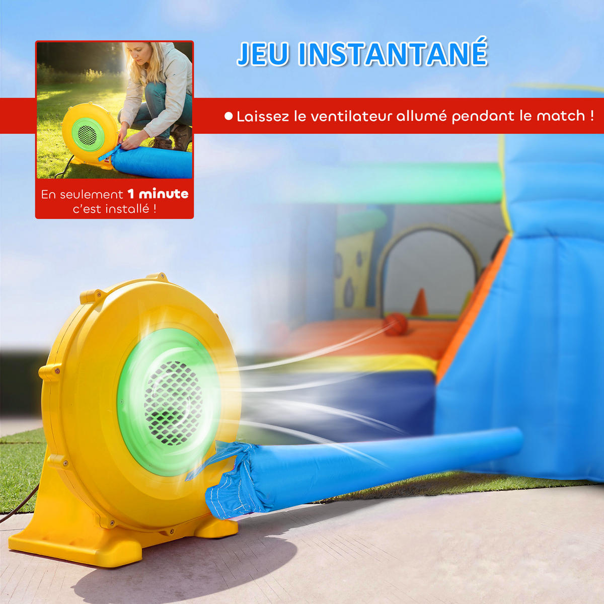 HÜPFBURG DE-18571 8-in-1 mit Gebläse, Wasserspielzeug & Trampolin - Multicolor, Kunststoff (350/320/190cm) - ComfortXL