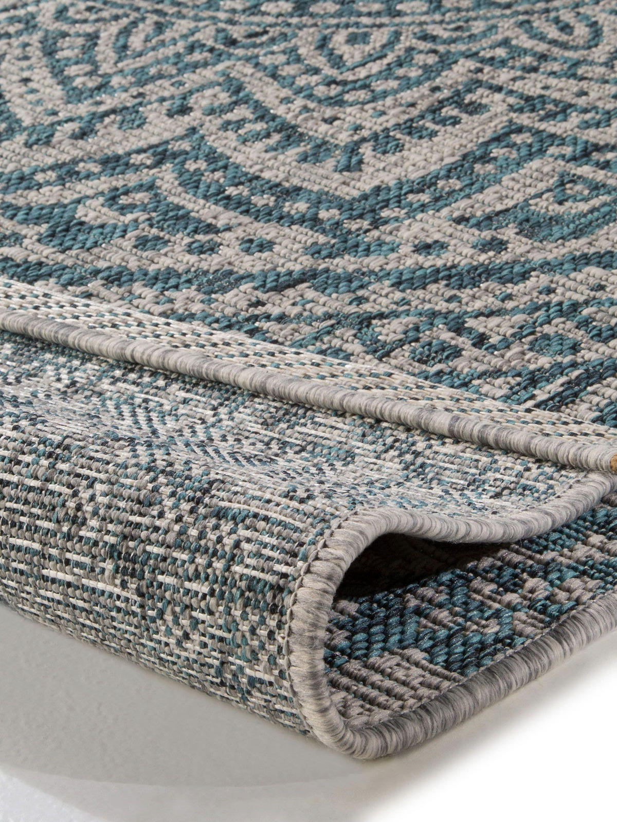 OUTDOORTEPPICH Cleo Beige/Blau 140x200 cm - Beige, Textil (140/200cm) - benuta Nest