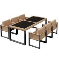 GARTENSET 6 Personen Tisch Stuhl - Schwarz, Naturmaterialien - LEBENLANG