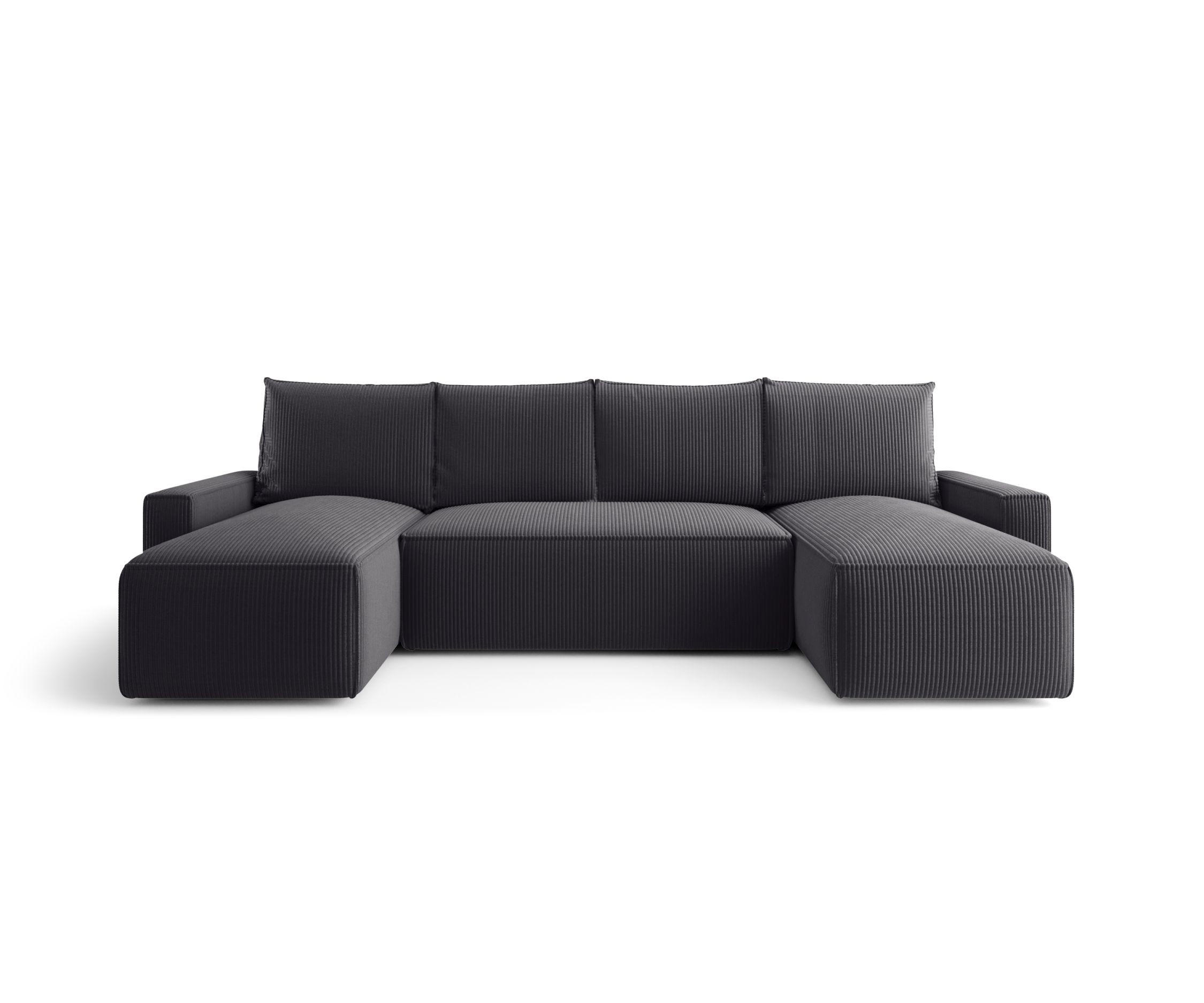 WOHNLANDSCHAFT mit Schlaffunktion SAVIO U Poso 34 - Graphitfarben, Textil (300/75/140cm) - Bedante