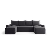 WOHNLANDSCHAFT mit Schlaffunktion SAVIO U Poso 34 - Graphitfarben, Textil (300/75/140cm) - Bedante