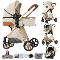 KINDERWAGENSET 3-in-1 mit Autositz, Neugeborenen-Sicherheitsgurt mit fünf Punkten, stoßdämpfend, faltbar, YV9-Weiß - Weiß, Metall (80/60cm) - Kaket