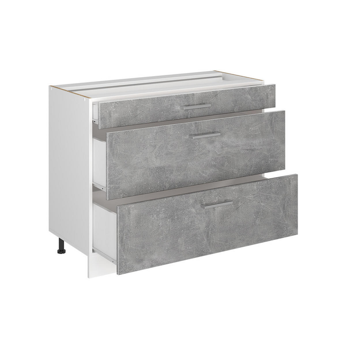 SPODNÍ SKŘÍŇKA KUCHYŇSKÉ LINKY R-Line, Beton/Bílá, 100 cm bez pracovní desky - bílá/šedá, kompozitní dřevo (100/81.6/46cm) - Vicco