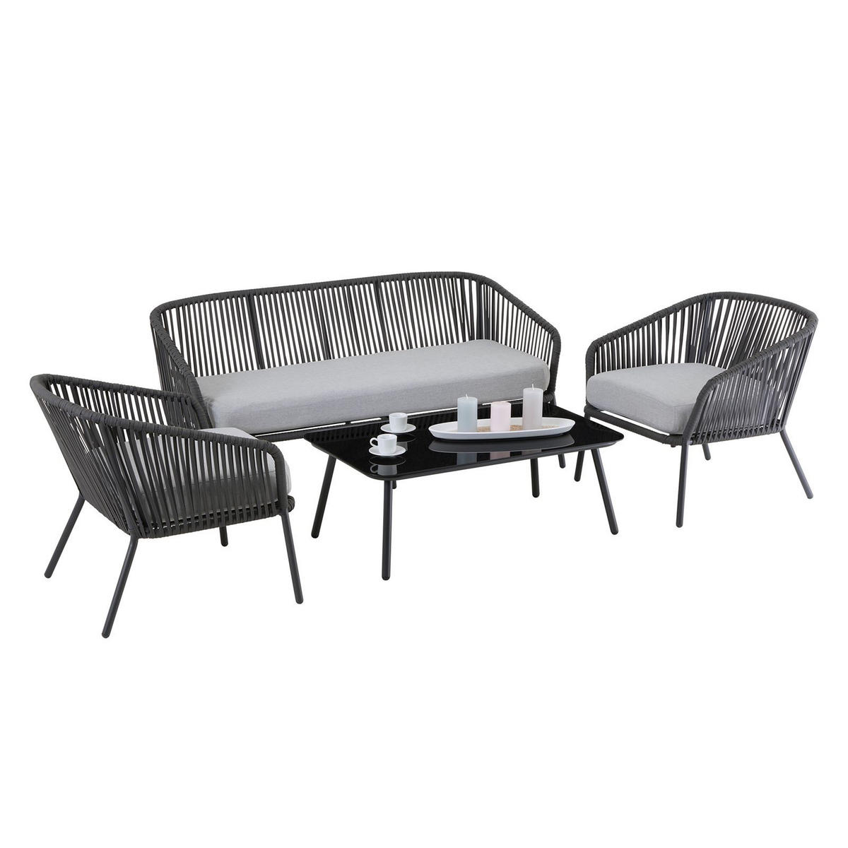 GARTENMÖBEL-SET BENGAL - Grau, Metall - CARO-Möbel