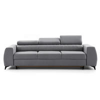 3-SITZER Sofa PIERO mit Schlaffunktion 125x195 Velours Grau - Schwarz/Grau, Holz/Textil (260/90/100cm) - Muffo
