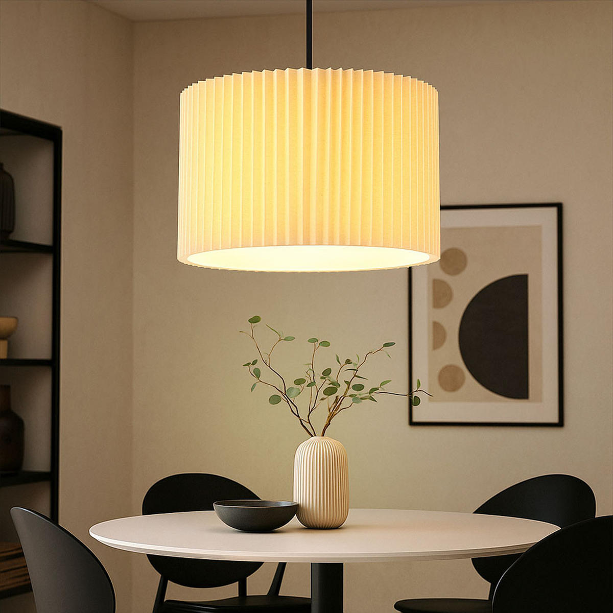 PENDELLEUCHTE Textil naturfarben - Beige, Metall (38/38/120cm) - Globo Lighting